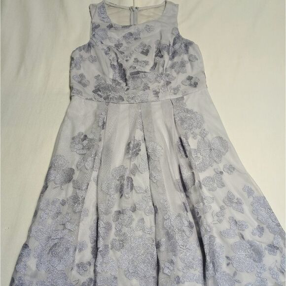 Scarlett Silver Embroidery Mesh Fit and Flare Dress 4 Petite - Picture 8 of 12
